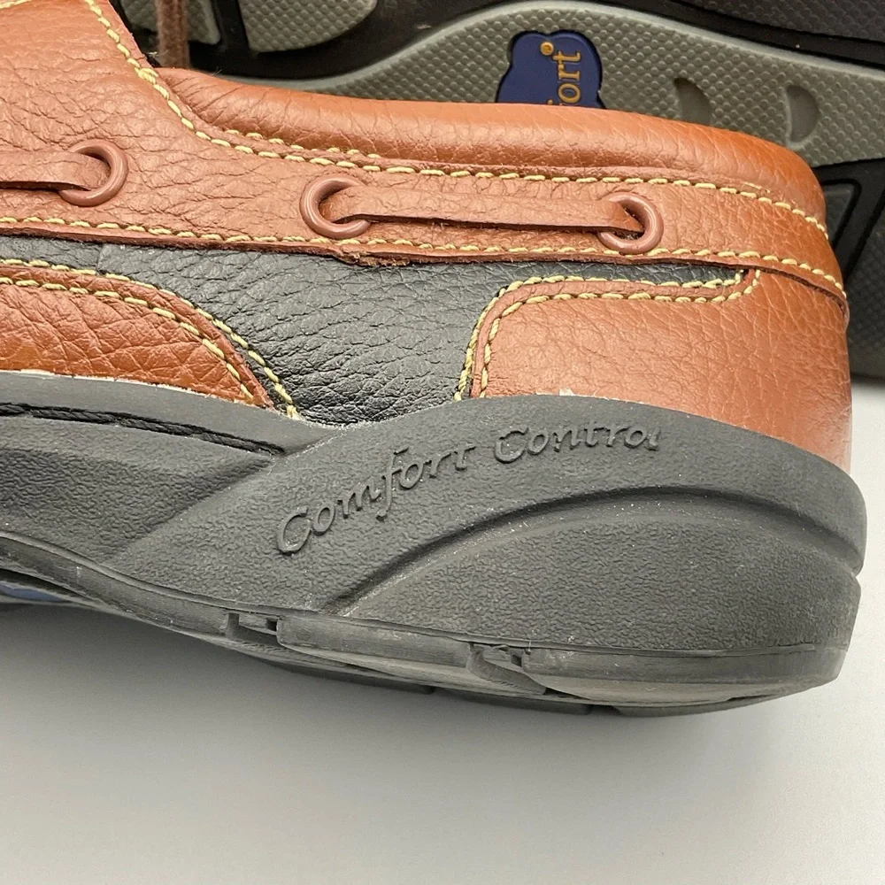 Dr. Comfort Patrick Men's 8.5M Brown Black Leather Therapeutic‎ Boat Shoes